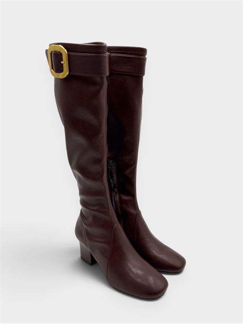 Stivale marrone stretch con fibbia e tacco MORMORA | 1201NAPPA STRETCHT.MORO